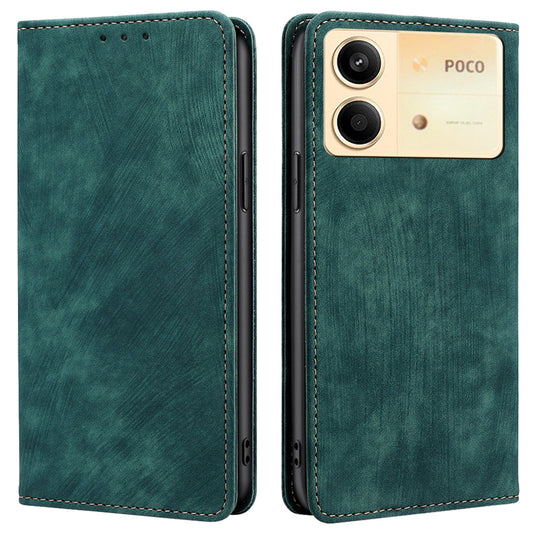 For Xiaomi Redmi Note 13R Pro 5G Leather Case RFID Blocking Phone Wallet Cover - Green