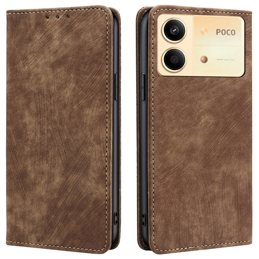 For Xiaomi Redmi Note 13R Pro 5G Leather Case RFID Blocking Phone Wallet Cover - Brown
