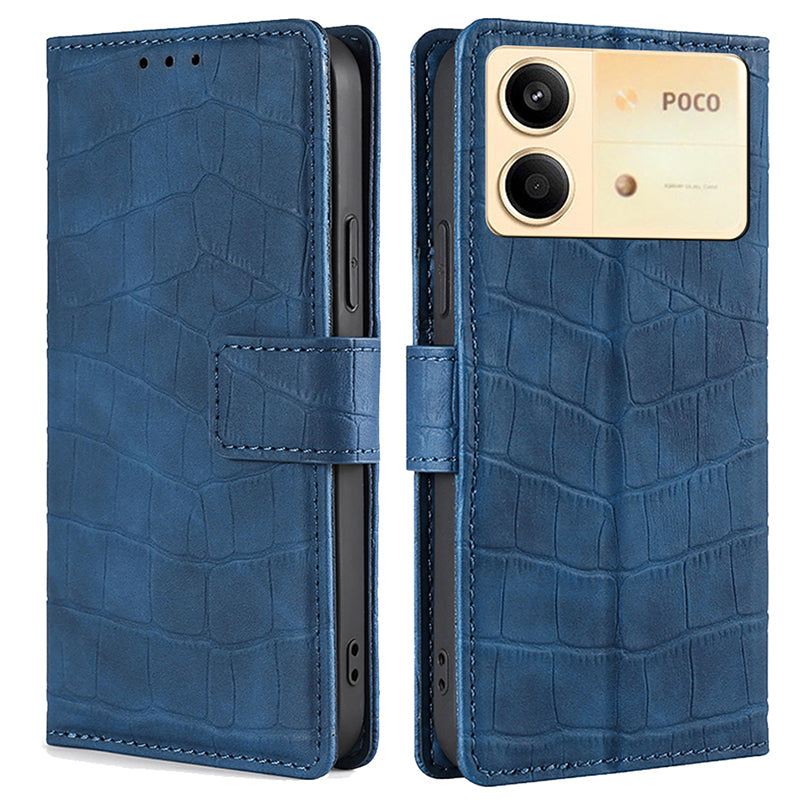 For Xiaomi Redmi Note 13R Pro 5G Wallet Case Crocodile Texture Leather Phone Cover - Blue