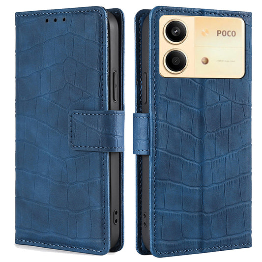 For Xiaomi Redmi Note 13R Pro 5G Wallet Case Crocodile Texture Leather Phone Cover - Blue