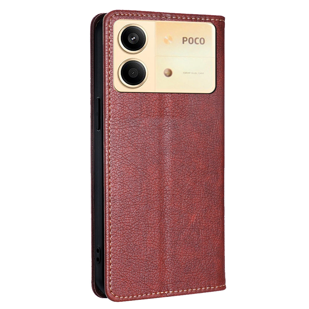 For Xiaomi Redmi Note 13R Pro 5G Case Wallet Leather Magnetic Cover Mobile Accessories Wholesale - Brown