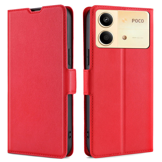 For Xiaomi Redmi Note 13R Pro 5G PU Leather + TPU Case Protective Phone Stand Cover - Red
