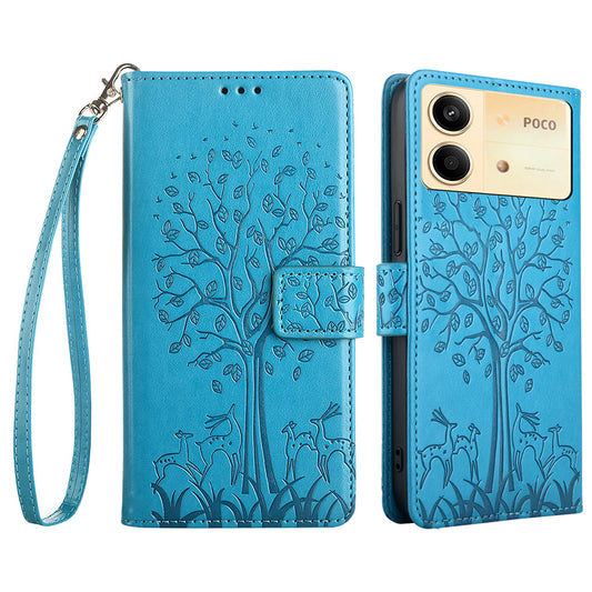 For Xiaomi Redmi Note 13R Pro 5G Case Imprinted PU Leather Wallet Stand Phone Cover - Blue