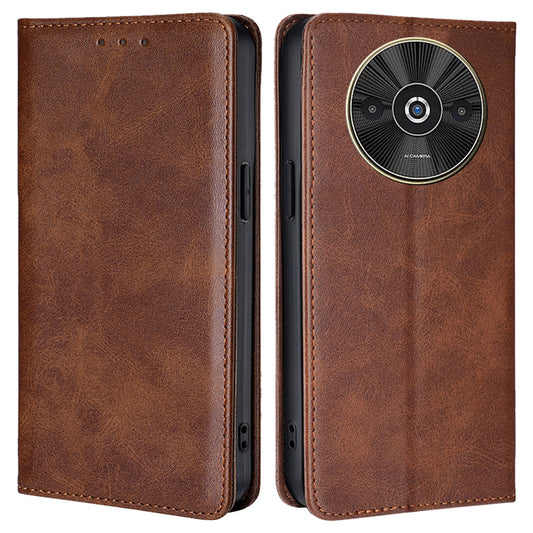 For Xiaomi Redmi A3 / Poco C61 4G Wallet Case Magnetic Auto-absorbed Leather Phone Cover - Brown