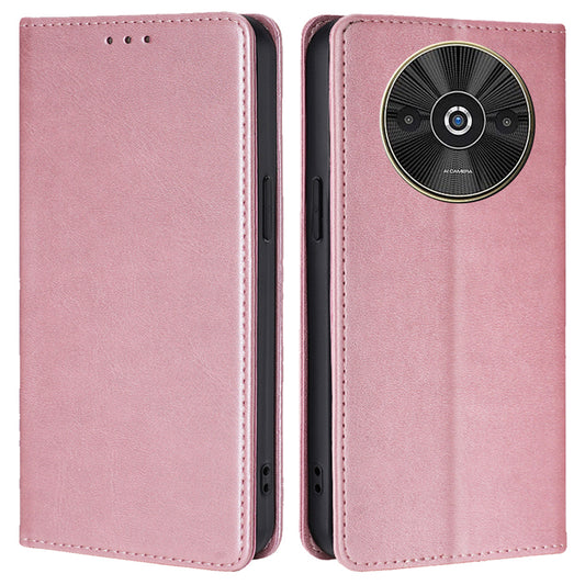 For Xiaomi Redmi A3 / Poco C61 4G Wallet Case Magnetic Auto-absorbed Leather Phone Cover - Rose Gold
