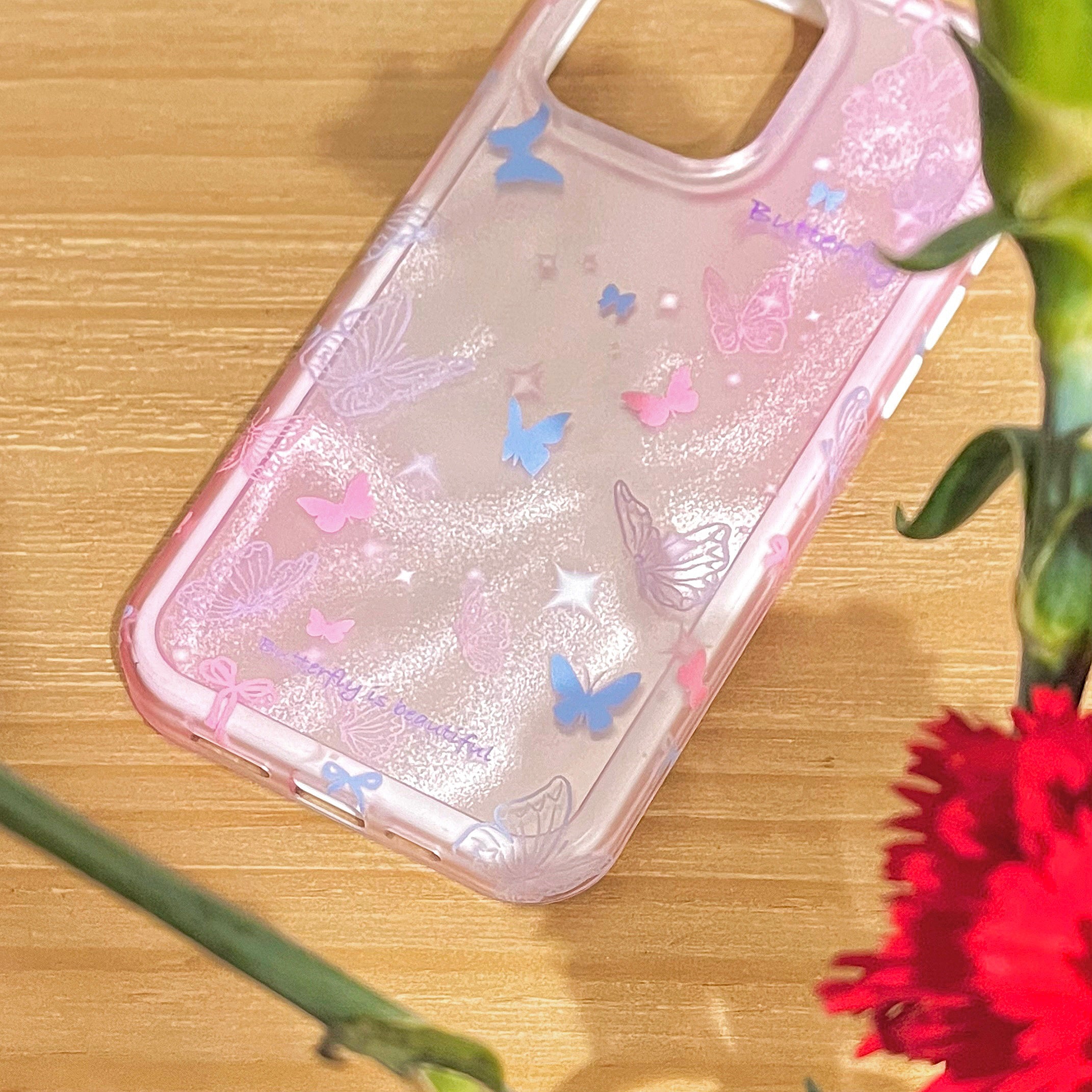 TPU+PC Phone Shell for iPhone 13 Pro Max Cases Colorful Butterfly Pattern Phone Cover