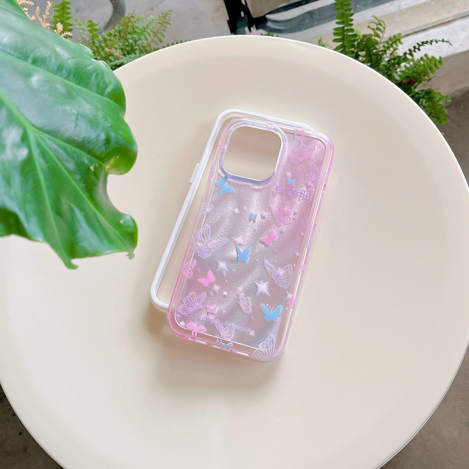 TPU+PC Phone Shell for iPhone 13 Pro Max Cases Colorful Butterfly Pattern Phone Cover