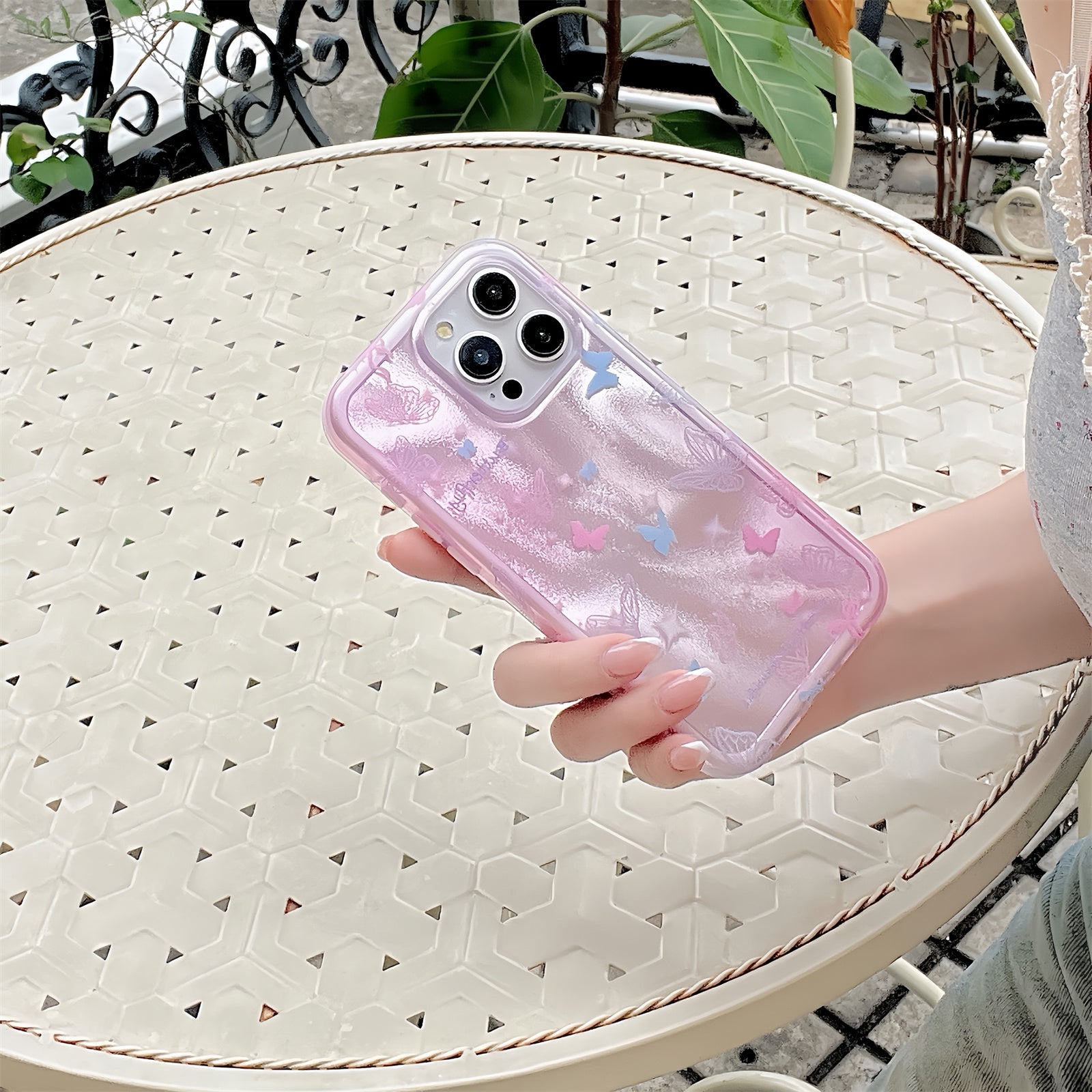 TPU+PC Phone Shell for iPhone 13 Pro Max Cases Colorful Butterfly Pattern Phone Cover