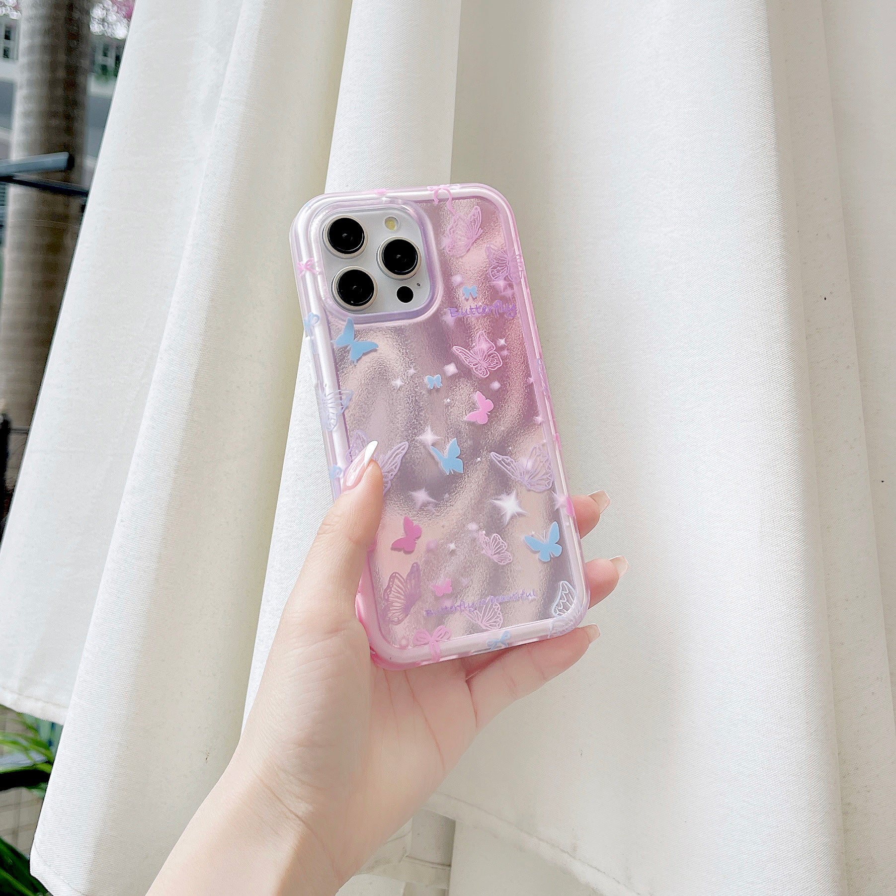 TPU+PC Phone Shell for iPhone 13 Pro Max Cases Colorful Butterfly Pattern Phone Cover