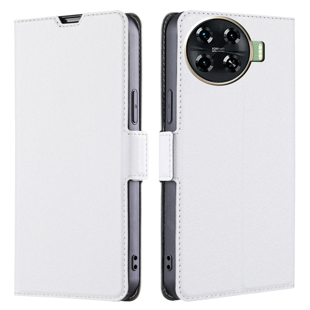 For Transsion Tecno Spark 20 Pro+ Drop-Proof Phone Case Shockproof PU+TPU Mobile Phone Cover - White