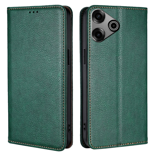 For Transsion Tecno Pova 6 Pro 5G Anti-scratch Case Wallet PU Leather Magnetic Cell Phone Cover - Green