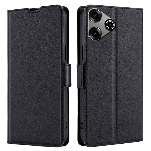 For Transsion Tecno Pova 6 Pro 5G Case PU Leather Card Slot Cover Side Magnetic Clasp Design - Black