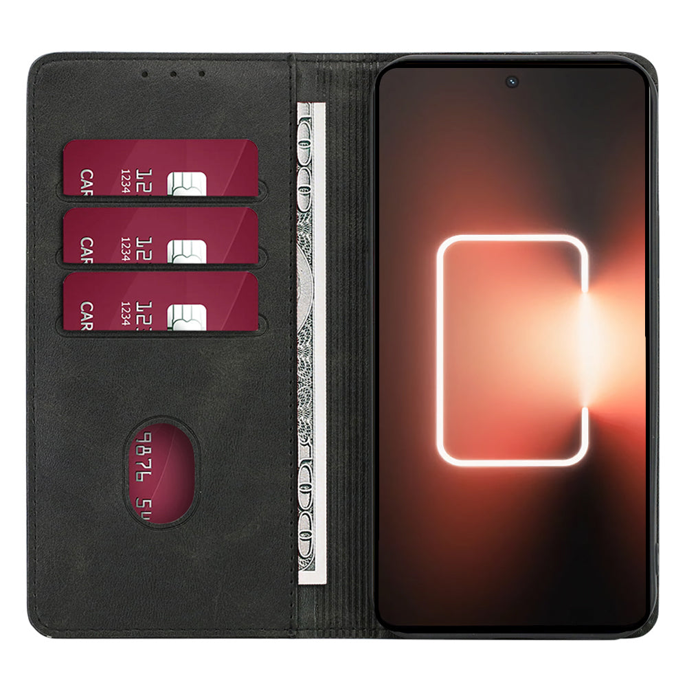 For Realme 12+ 5G Case Calf Textured Leather Wallet Cover Cell Phone Accessory Wholesale - Black