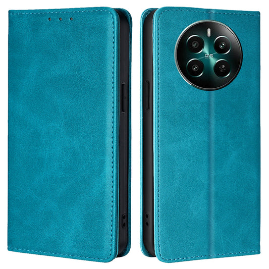 For Realme 12+ 5G Case Calf Textured Leather Wallet Cover Cell Phone Accessory Wholesale - Baby Blue