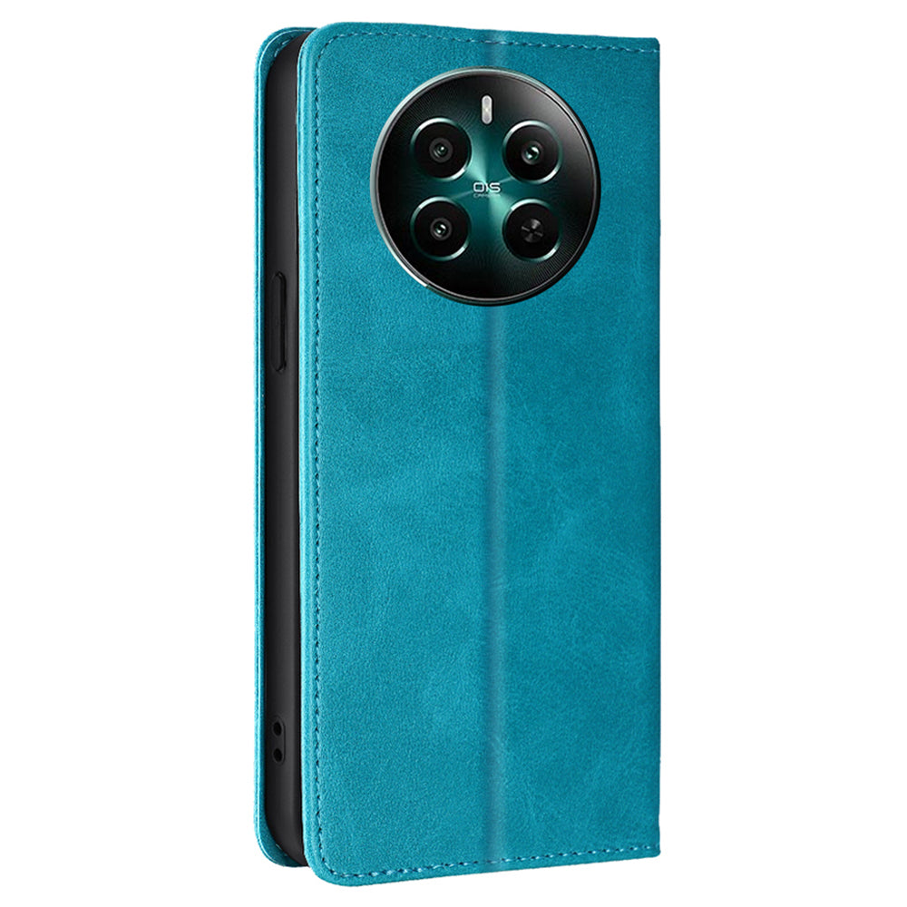 For Realme 12+ 5G Case Calf Textured Leather Wallet Cover Cell Phone Accessory Wholesale - Baby Blue