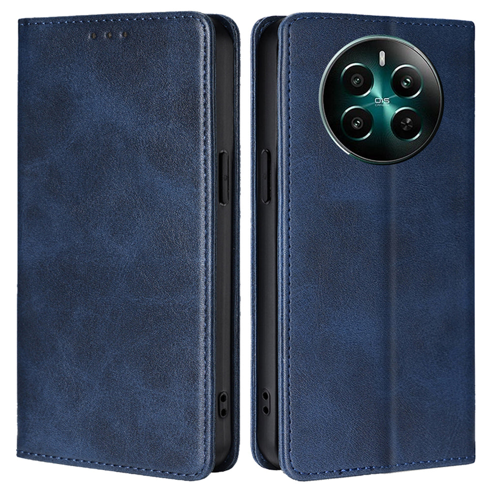 For Realme 12+ 5G Case Calf Textured Leather Wallet Cover Cell Phone Accessory Wholesale - Sapphire
