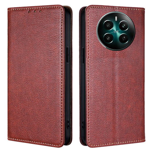 For Realme 12+ 5G Case Card Holder Magnetic Cover Mobile Accessories Wholesale - Brown