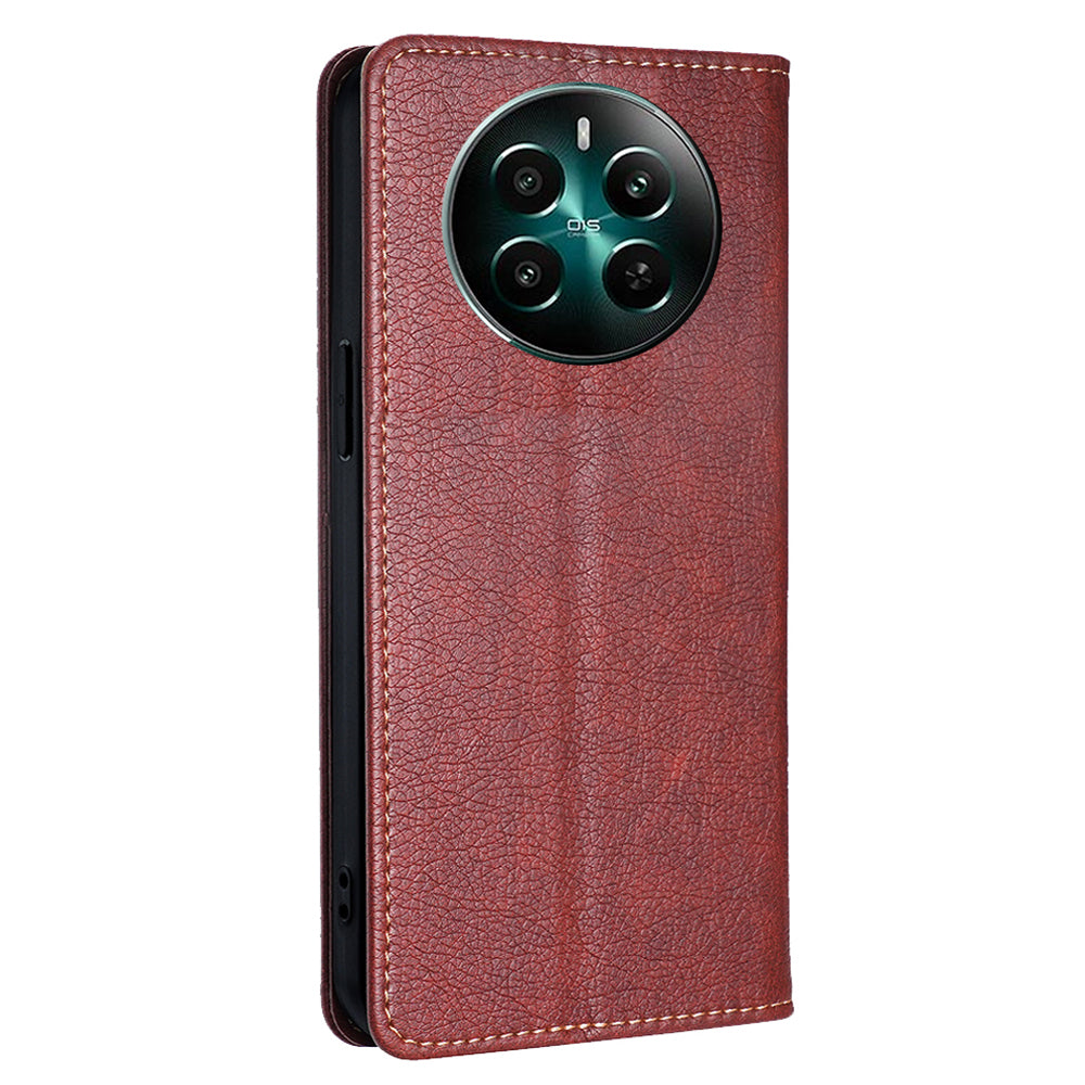 For Realme 12+ 5G Case Card Holder Magnetic Cover Mobile Accessories Wholesale - Brown