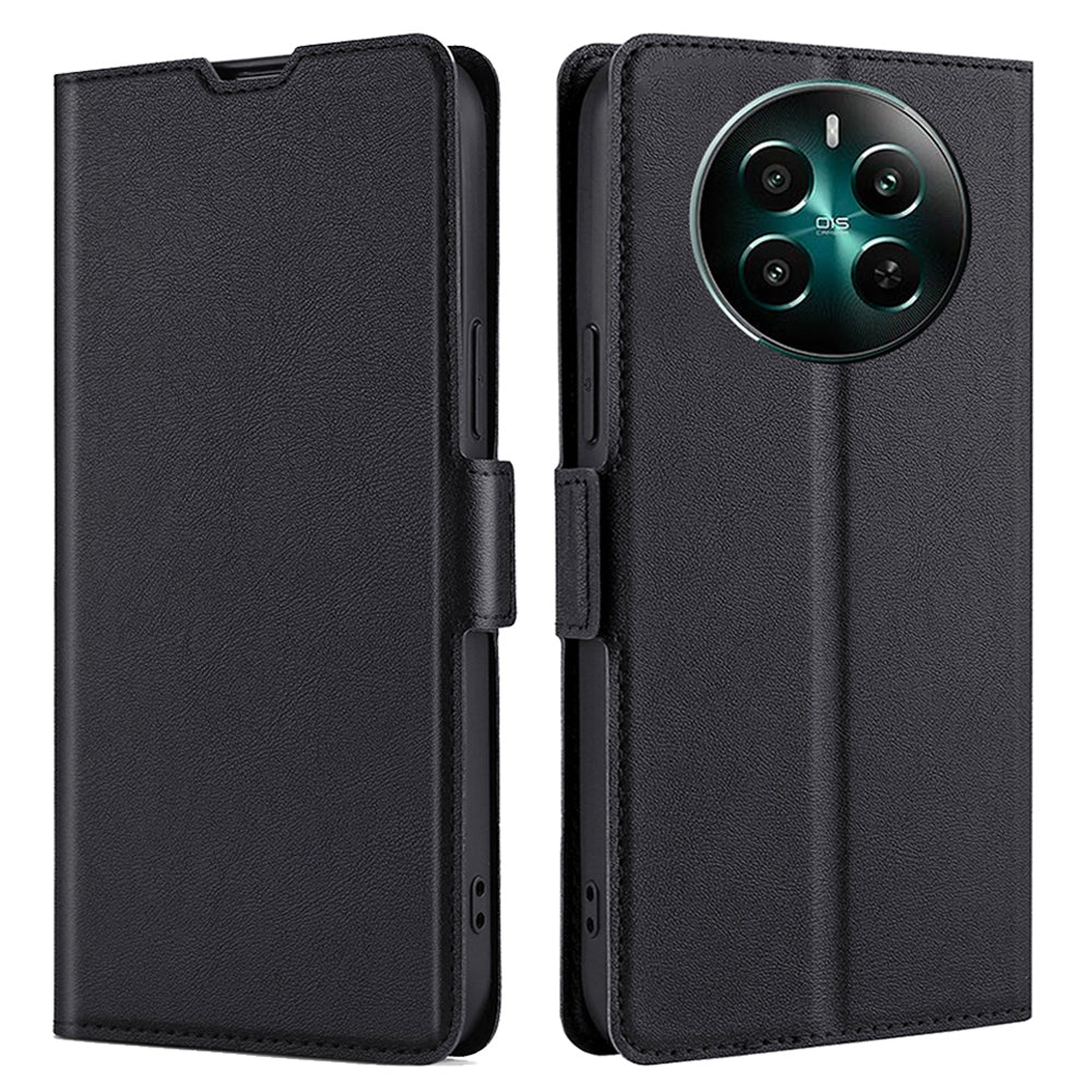For Realme 12+ 5G Case Leather Phone Cover Mobile Accessories Wholesale - Black