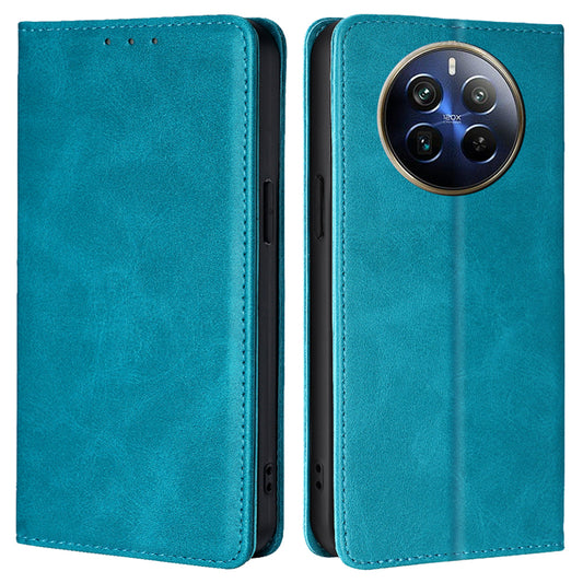 For Realme 12 Pro 5G / 12 Pro+ 5G Leather Case Magnetic Closure Wallet Phone Cover - Baby Blue