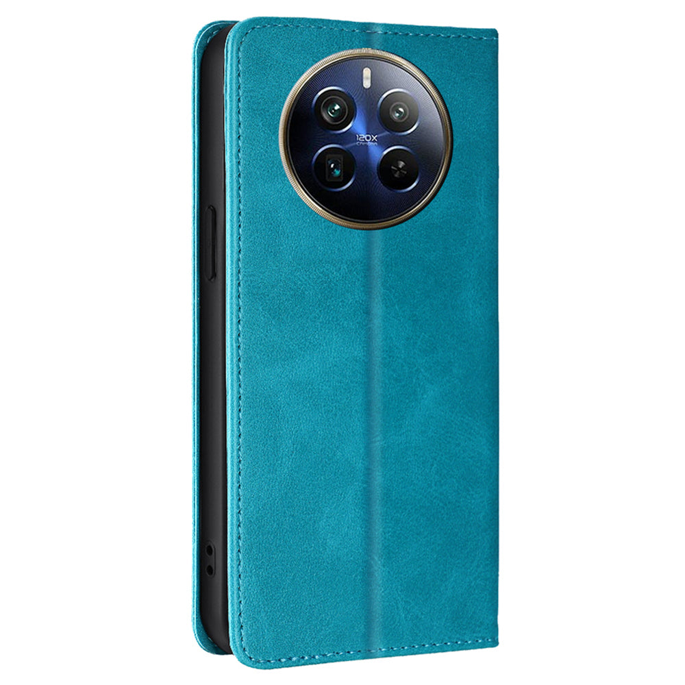 For Realme 12 Pro 5G / 12 Pro+ 5G Leather Case Magnetic Closure Wallet Phone Cover - Baby Blue