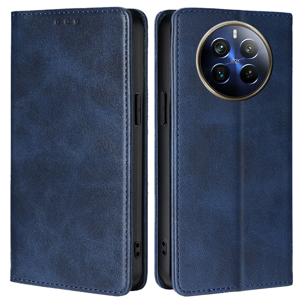 For Realme 12 Pro 5G / 12 Pro+ 5G Leather Case Magnetic Closure Wallet Phone Cover - Sapphire