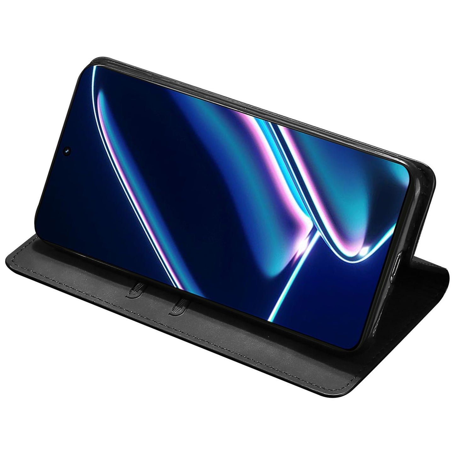 For Realme 12 Pro 5G / 12 Pro+ 5G Case Card Holder Skin-touch Leather Phone Cover - Black