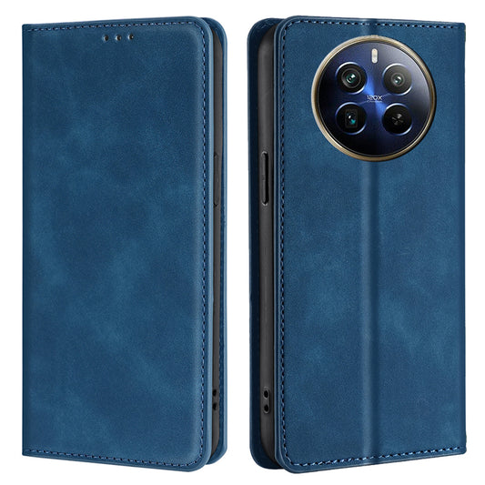 For Realme 12 Pro 5G / 12 Pro+ 5G Case Card Holder Skin-touch Leather Phone Cover - Blue