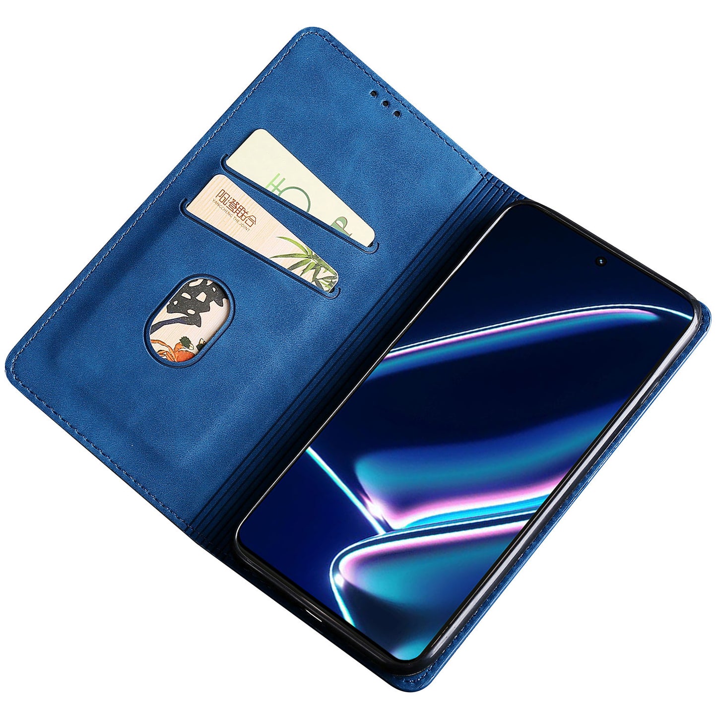 For Realme 12 Pro 5G / 12 Pro+ 5G Case Card Holder Skin-touch Leather Phone Cover - Blue