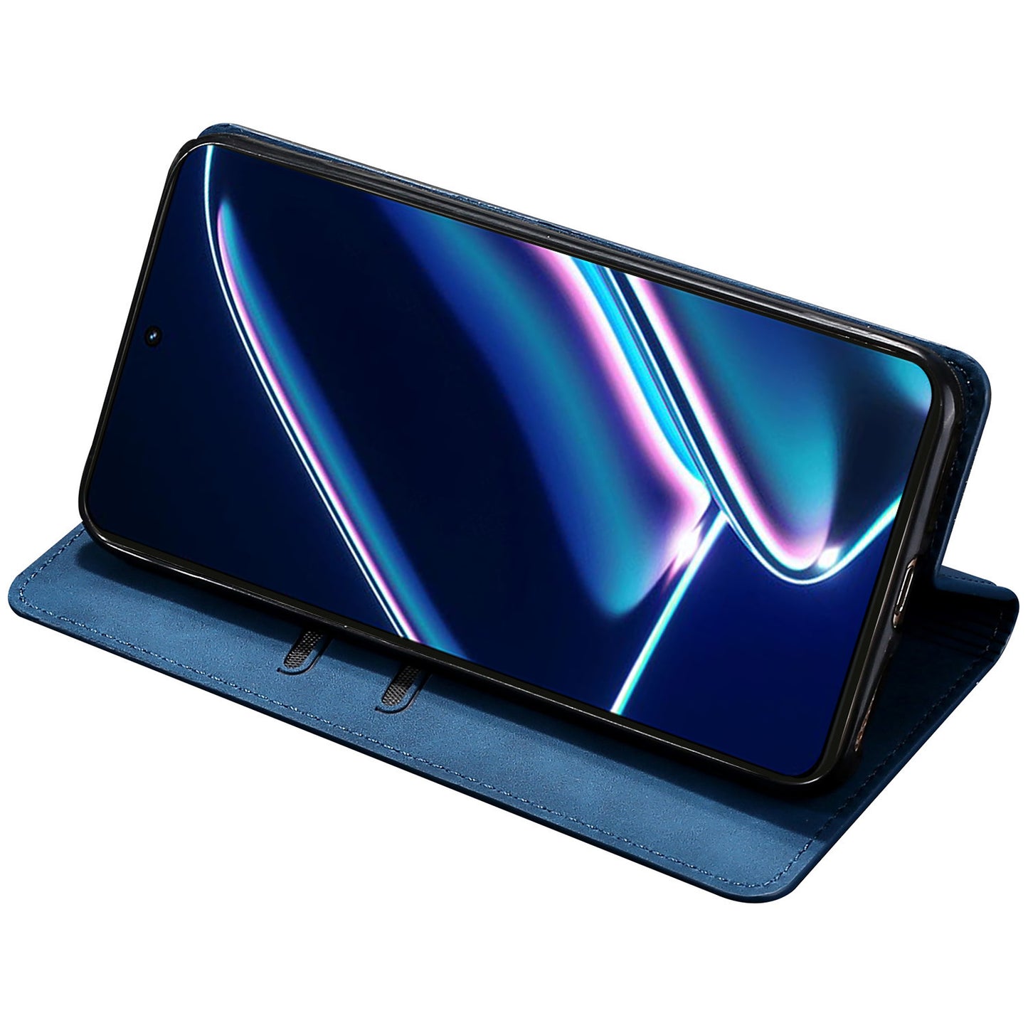 For Realme 12 Pro 5G / 12 Pro+ 5G Case Card Holder Skin-touch Leather Phone Cover - Blue