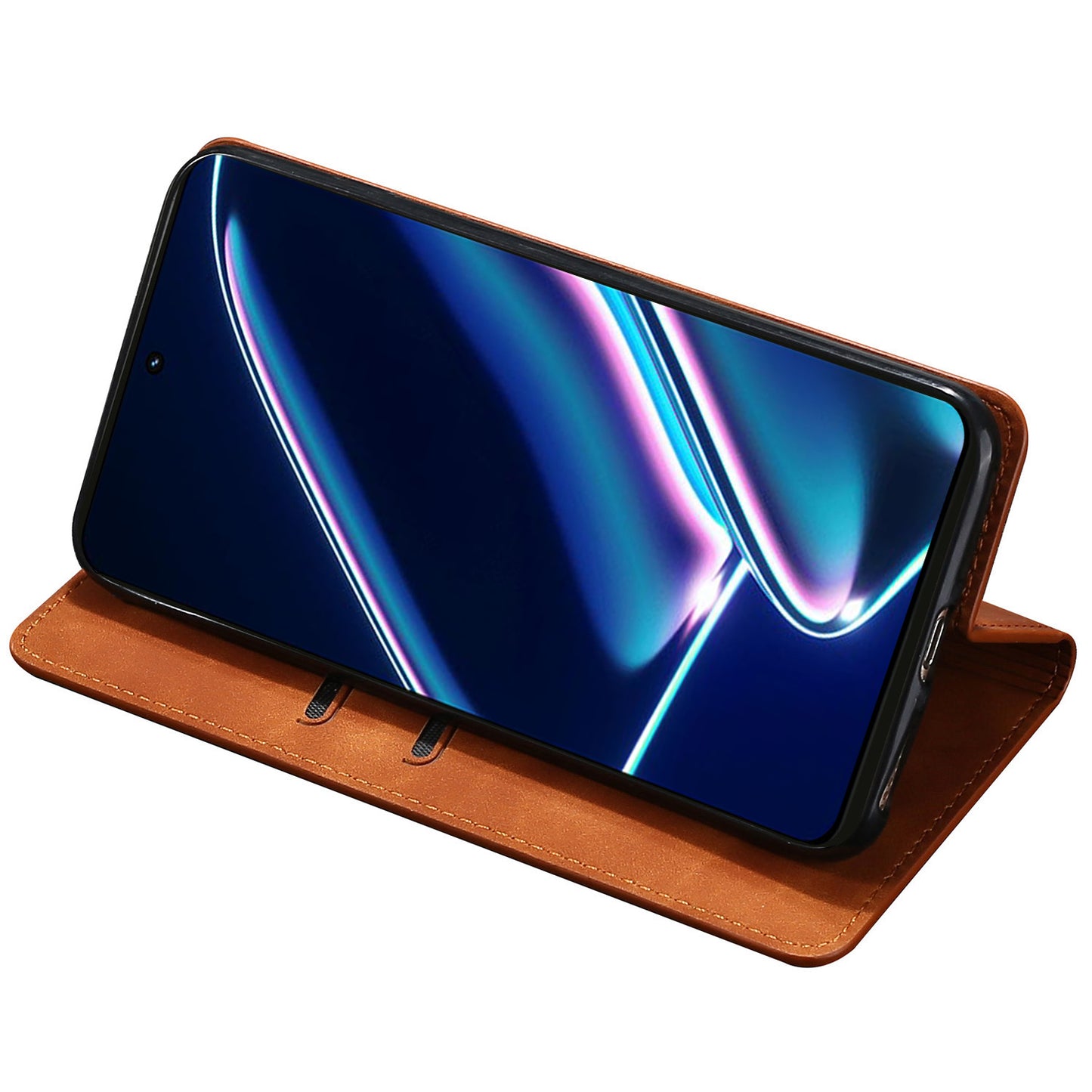 For Realme 12 Pro 5G / 12 Pro+ 5G Case Card Holder Skin-touch Leather Phone Cover - Light Brown
