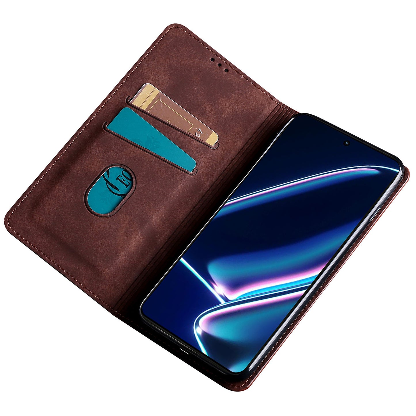 For Realme 12 Pro 5G / 12 Pro+ 5G Case Card Holder Skin-touch Leather Phone Cover - Dark Brown