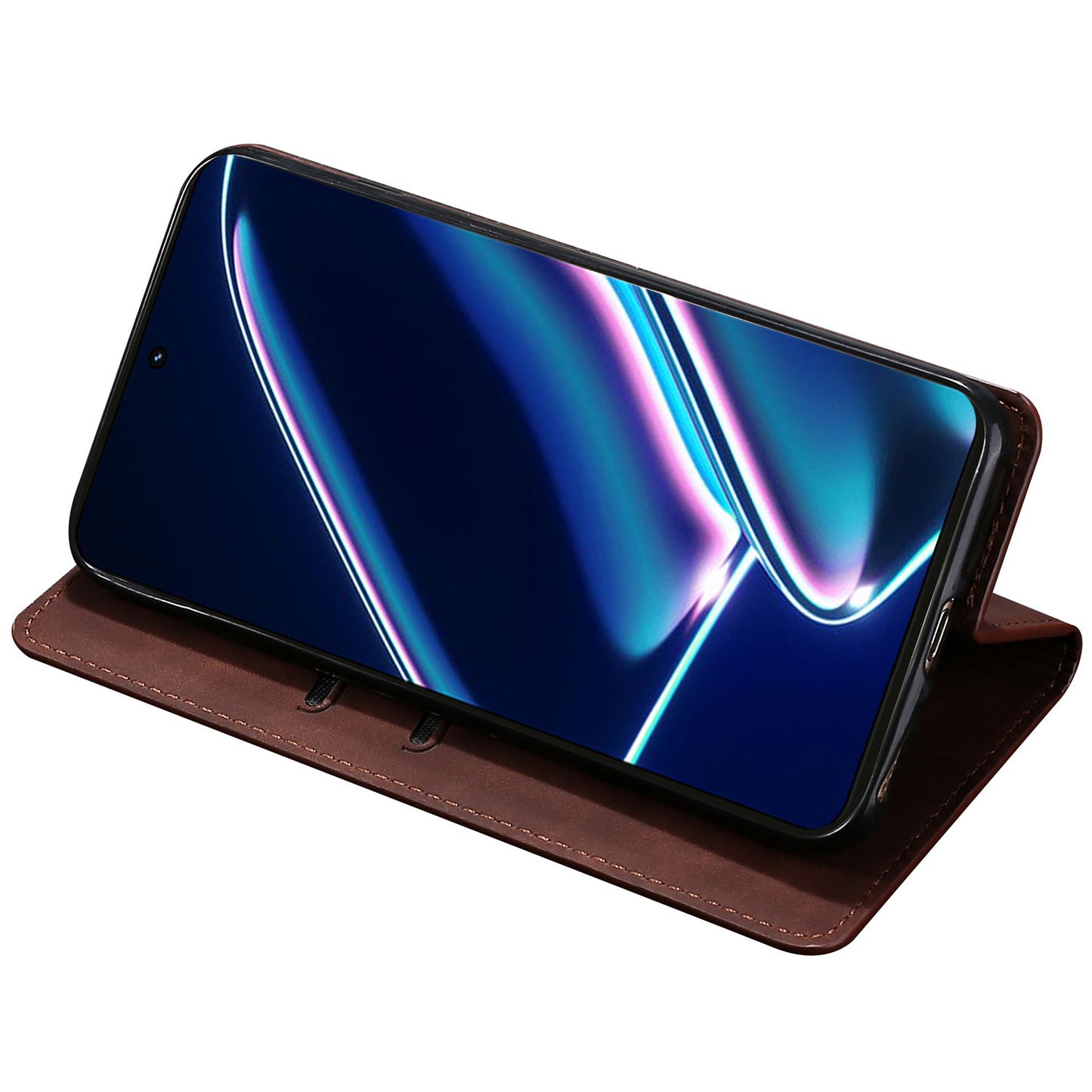 For Realme 12 Pro 5G / 12 Pro+ 5G Case Card Holder Skin-touch Leather Phone Cover - Dark Brown