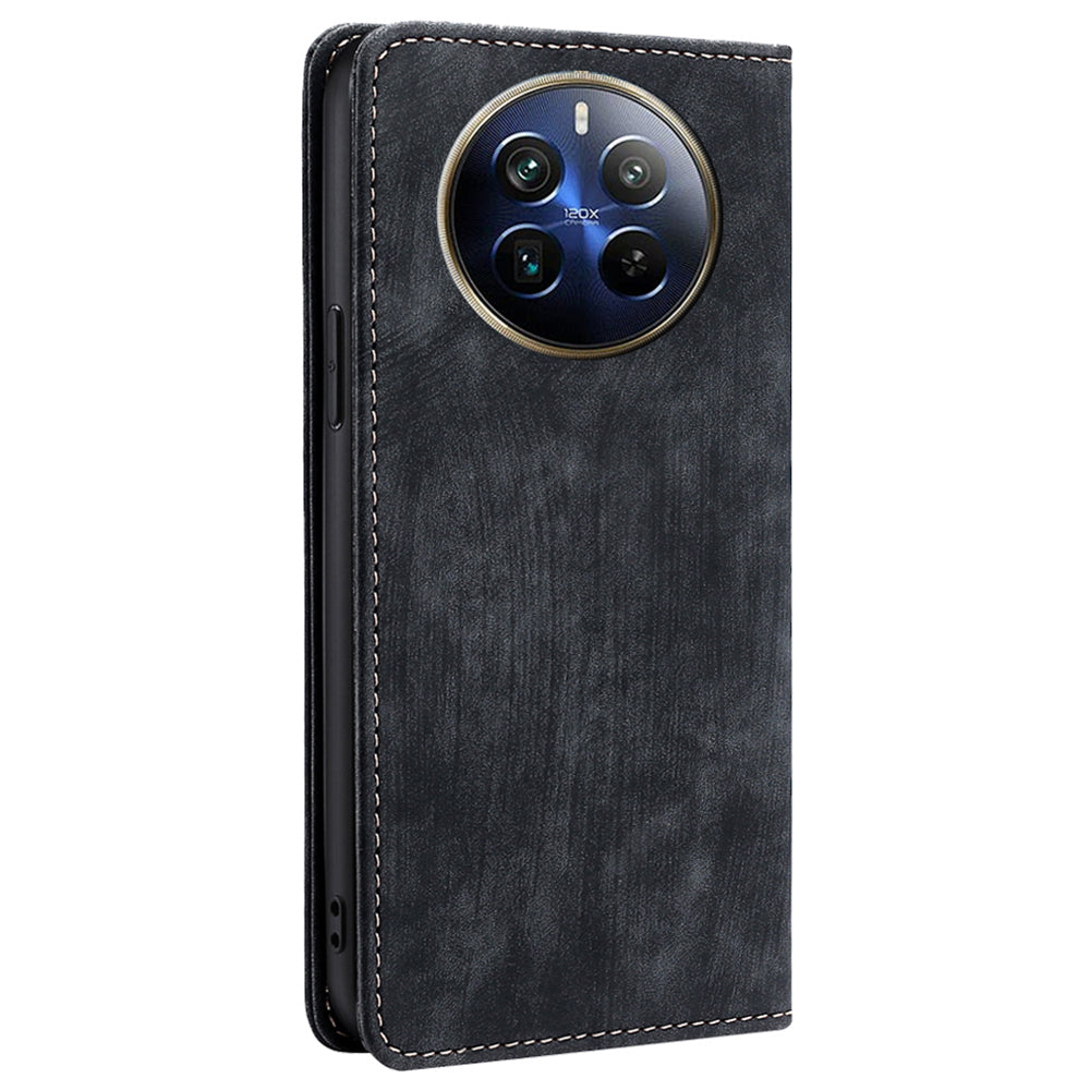 For Realme 12 Pro 5G / 12 Pro+ 5G Case RFID Blocking Wallet PU Leather Stand Phone Cover - Black