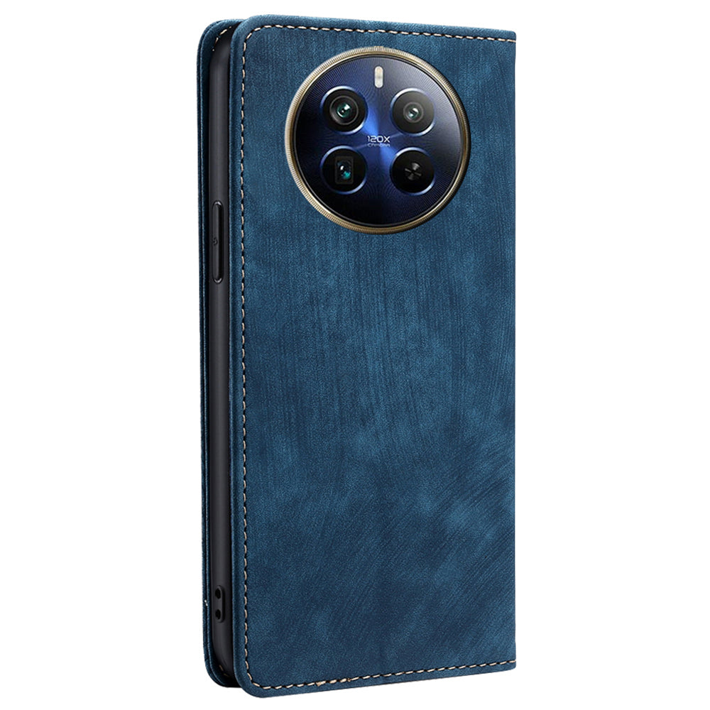 For Realme 12 Pro 5G / 12 Pro+ 5G Case RFID Blocking Wallet PU Leather Stand Phone Cover - Blue