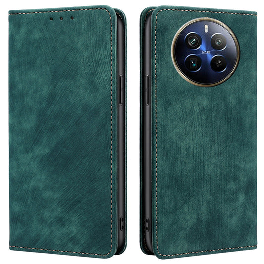 For Realme 12 Pro 5G / 12 Pro+ 5G Case RFID Blocking Wallet PU Leather Stand Phone Cover - Green
