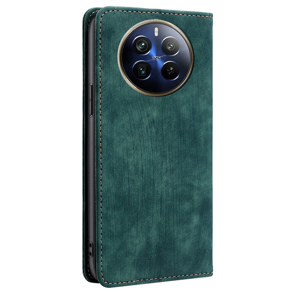 For Realme 12 Pro 5G / 12 Pro+ 5G Case RFID Blocking Wallet PU Leather Stand Phone Cover - Green