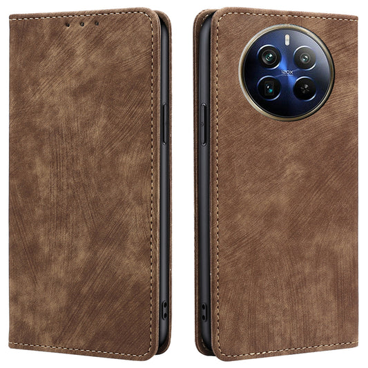 For Realme 12 Pro 5G / 12 Pro+ 5G Case RFID Blocking Wallet PU Leather Stand Phone Cover - Brown
