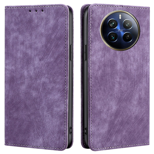 For Realme 12 Pro 5G / 12 Pro+ 5G Case RFID Blocking Wallet PU Leather Stand Phone Cover - Purple