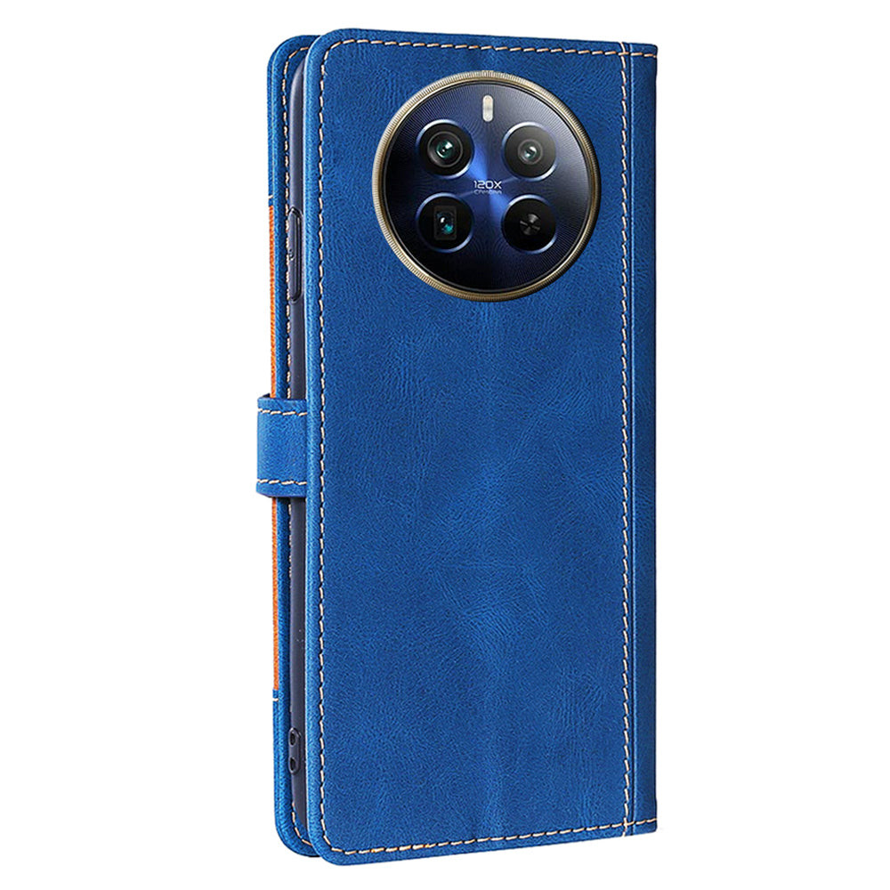 For Realme 12 Pro 5G / 12 Pro+ 5G Case Skin-touch Leather Phone Cover with Wallet Stand - Blue