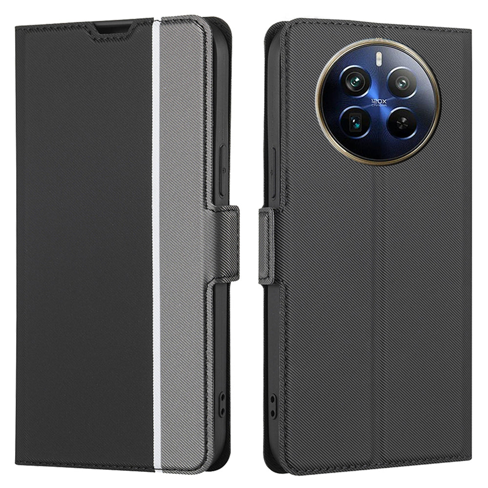 For Realme 12 Pro 5G / 12 Pro+ 5G Case Card Slots Leather Phone Cover Wholesale - Black