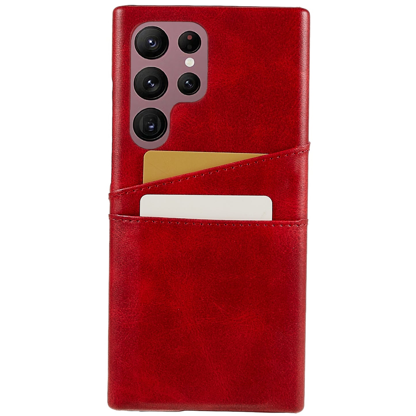 For Samsung Galaxy S24 Ultra Case 2 Card Slots PU+PC Phone Cover - Red