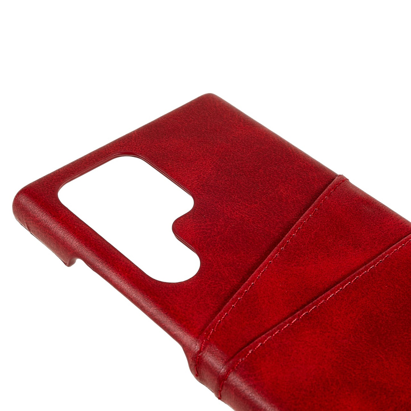 For Samsung Galaxy S24 Ultra Case 2 Card Slots PU+PC Phone Cover - Red
