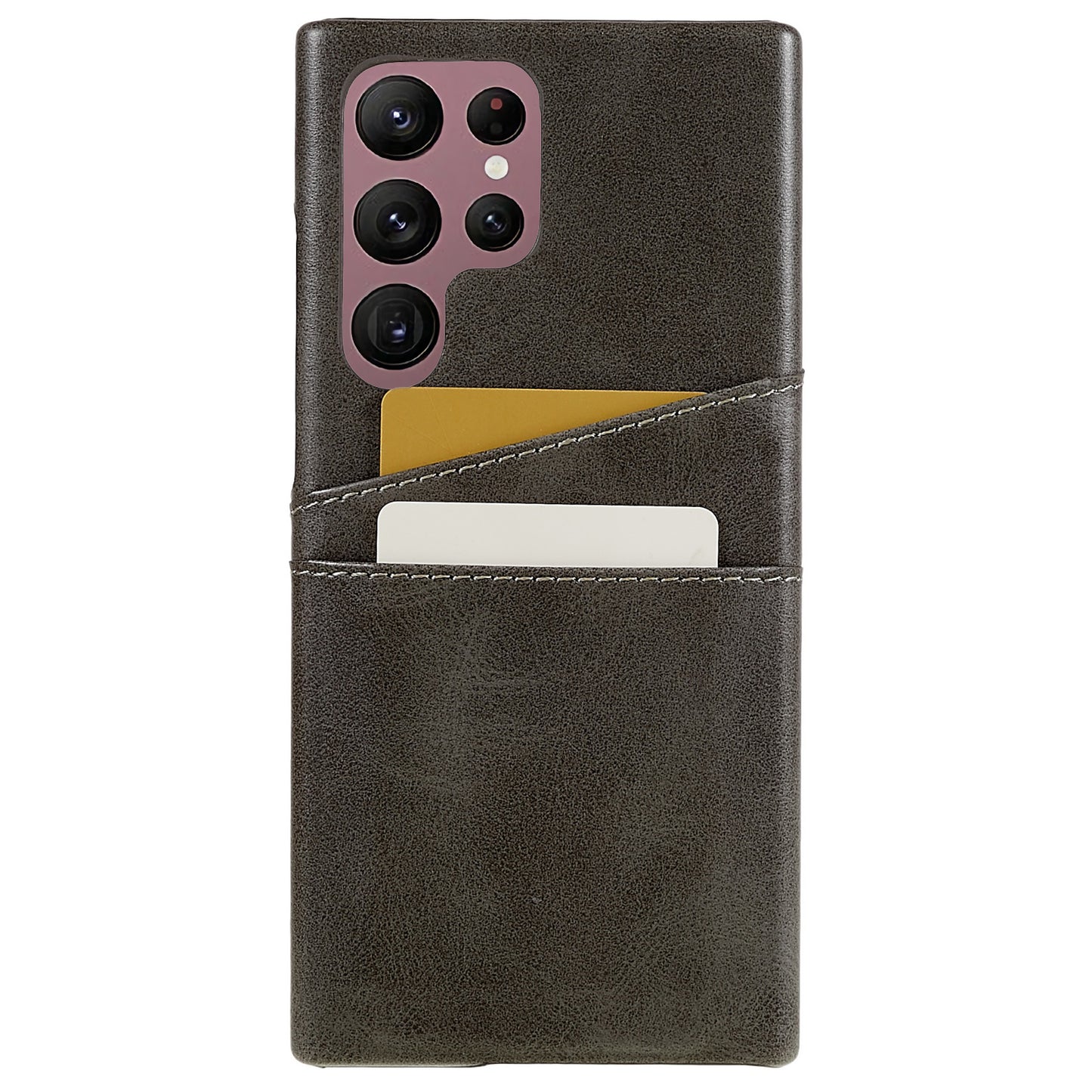 For Samsung Galaxy S24 Ultra Case 2 Card Slots PU+PC Phone Cover - Grey