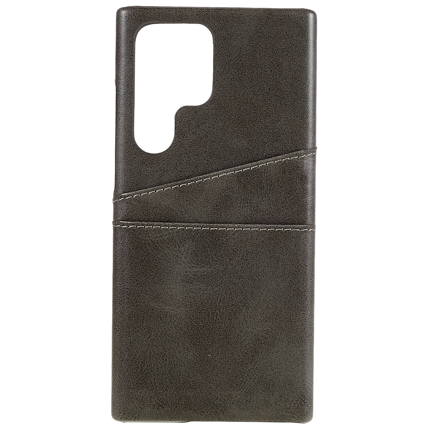 For Samsung Galaxy S24 Ultra Case 2 Card Slots PU+PC Phone Cover - Grey