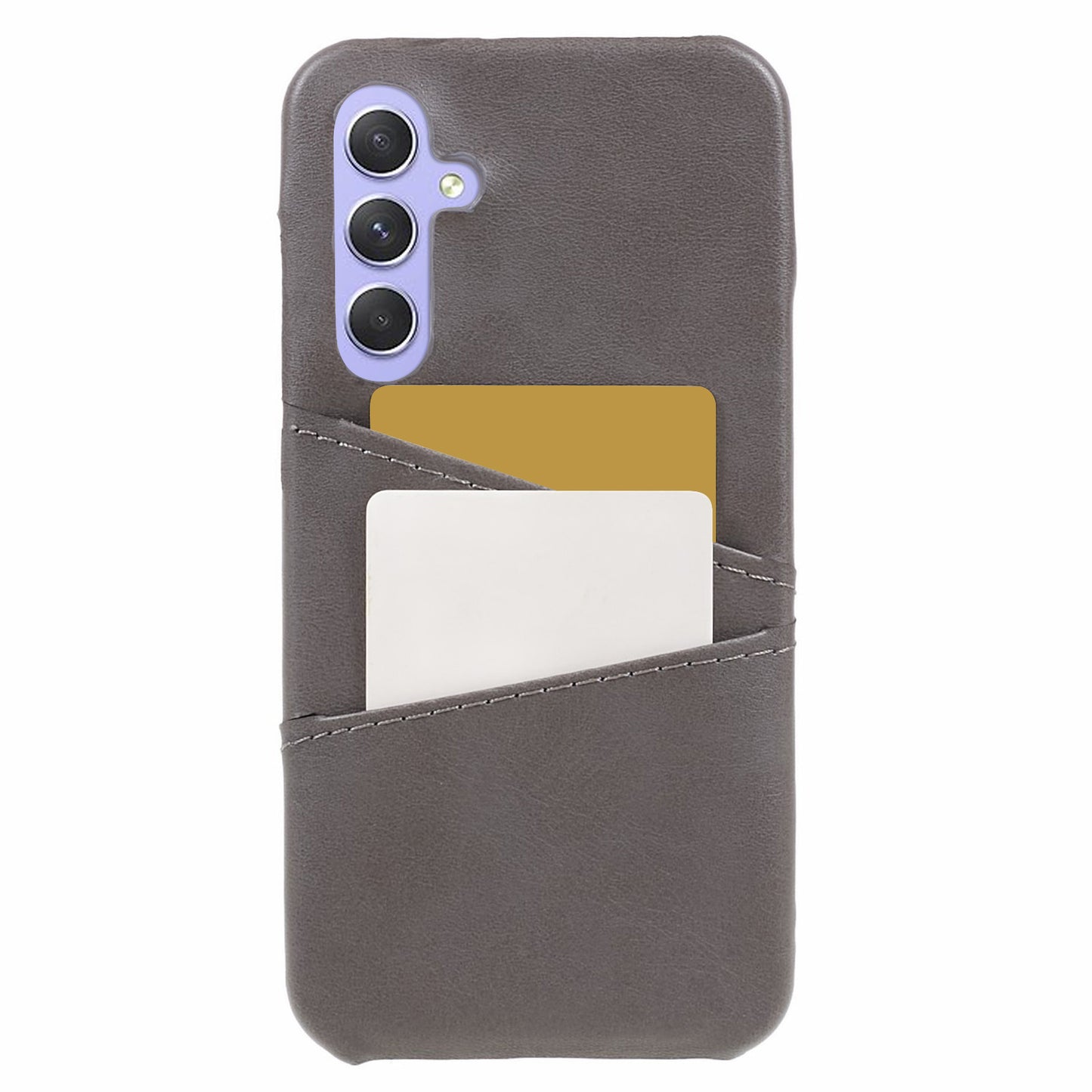 For Samsung Galaxy S24 Case Anti-Drop PU+PC Phone Cover with 2 Card Slots - Grey