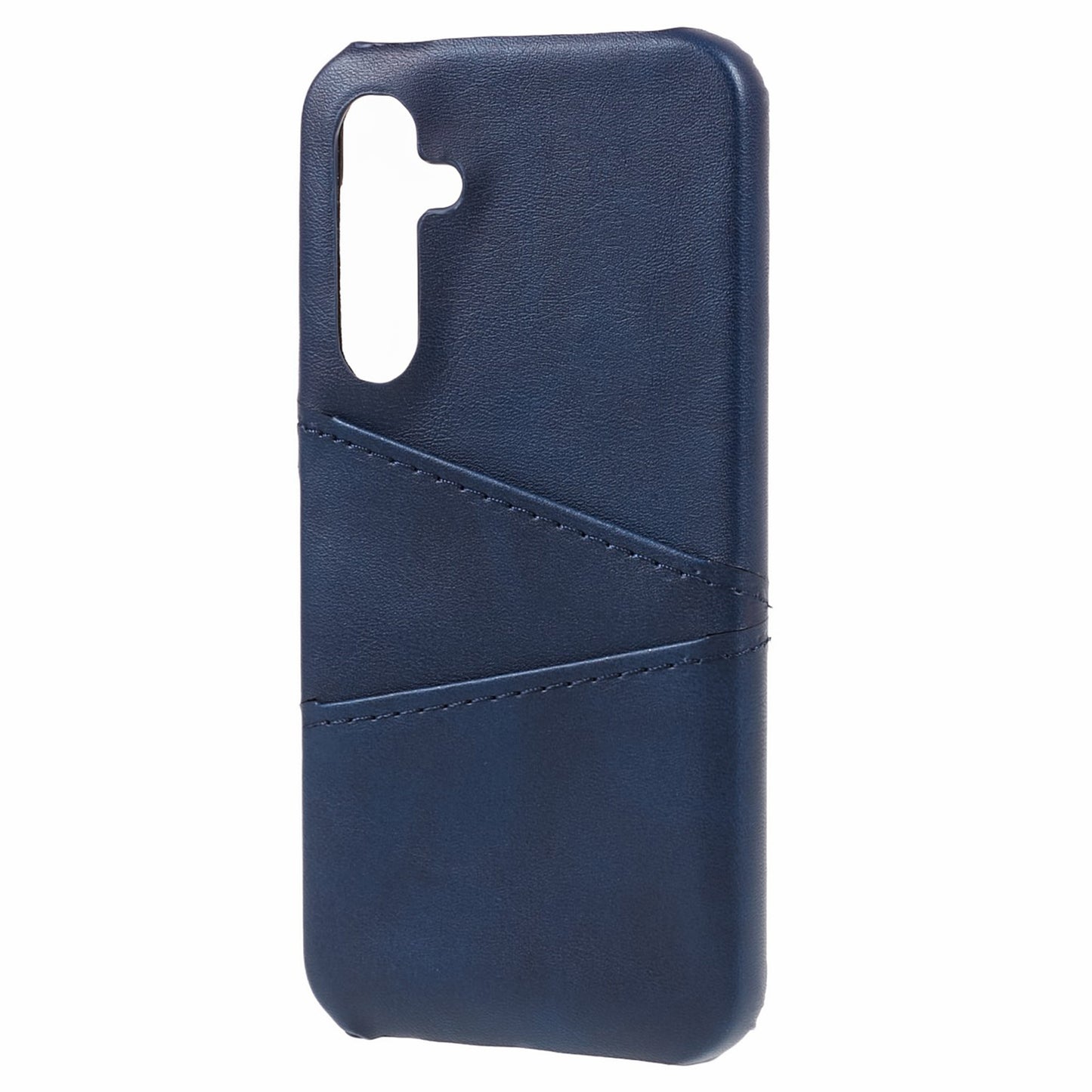 For Samsung Galaxy A35 5G Case Leather Coated PC Phone Cover with 2 Card Slots - Blue