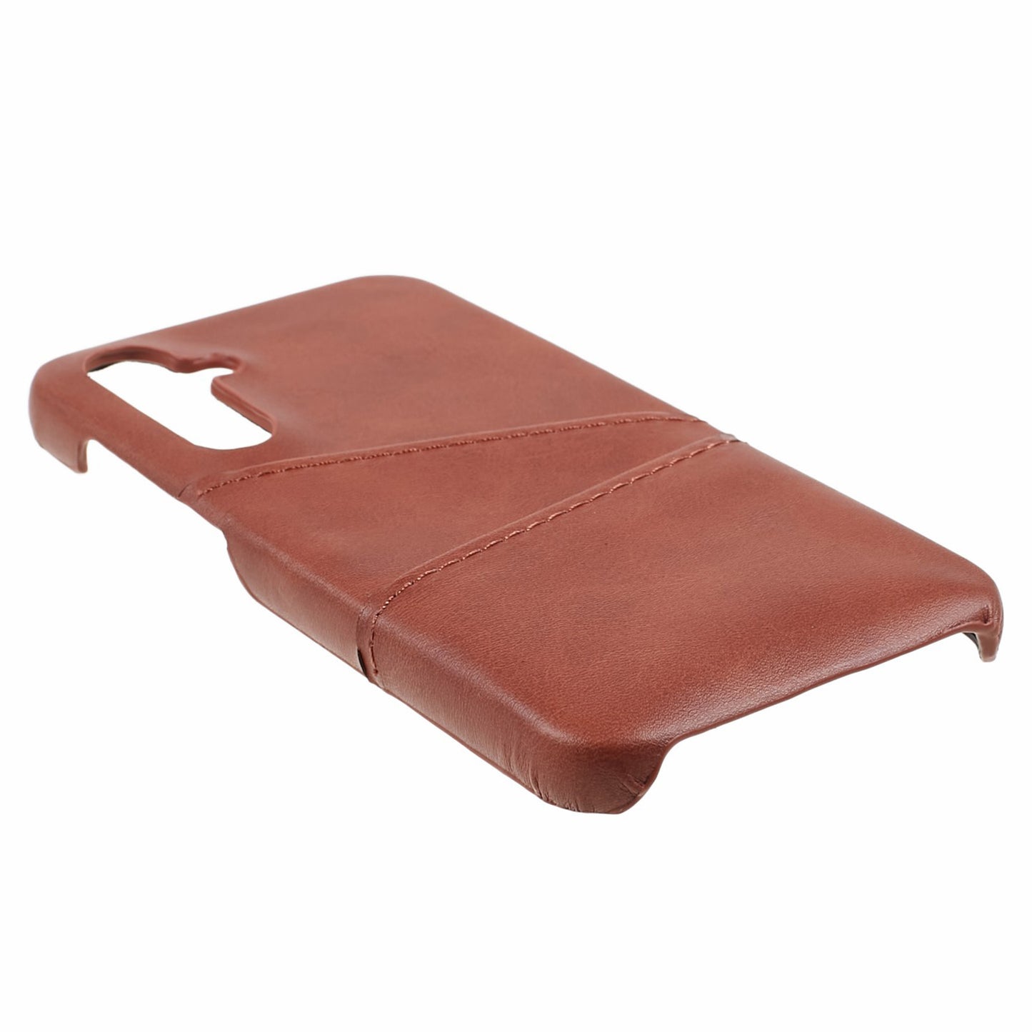 For Samsung Galaxy A35 5G Case Leather Coated PC Phone Cover with 2 Card Slots - Coffee