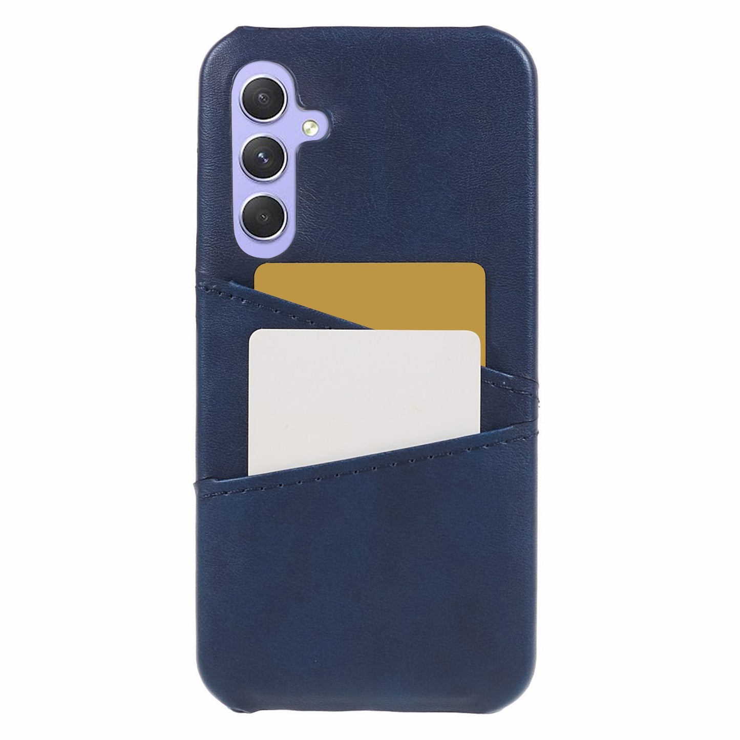 For Samsung Galaxy A55 5G Case Shockproof 2 Card Slots PU+PC Phone Cover - Blue