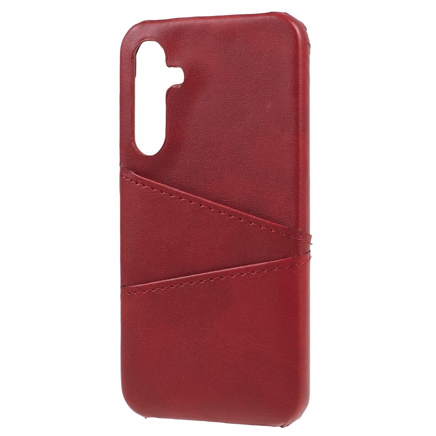 For Samsung Galaxy A55 5G Case Shockproof 2 Card Slots PU+PC Phone Cover - Red